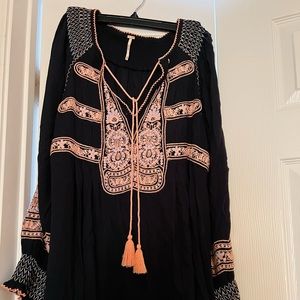 Free People Navy Dress with Embroidery